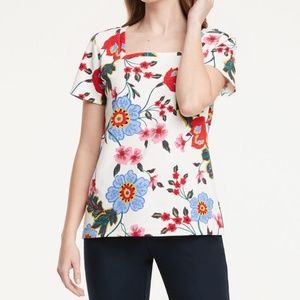 Ann Taylor Factory Floral Square Neck Top